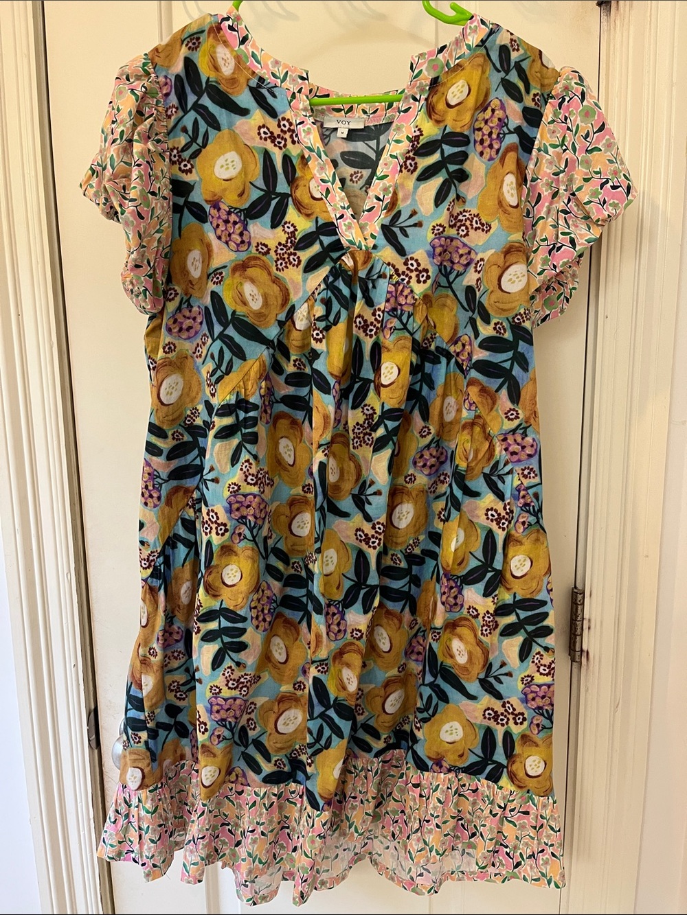Women’s Floral Mini Dress in Yellow & Blue by VOV